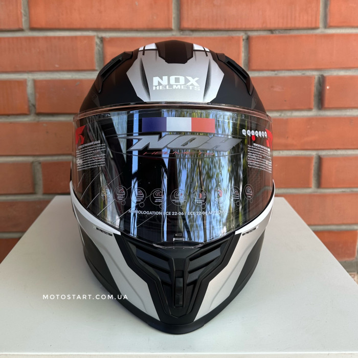 Шолом NOX N401 Crower матовий чорний/титановий сірий
