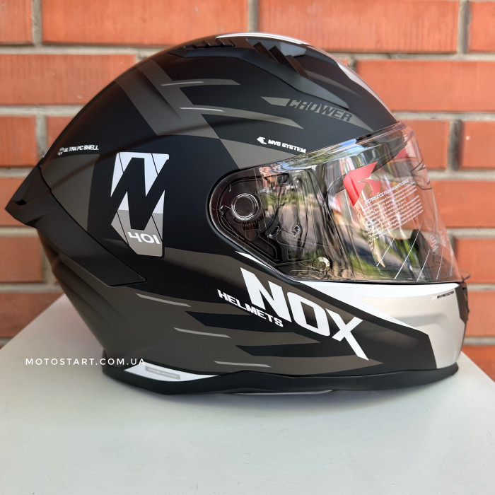 Шолом NOX N401 Crower матовий чорний/титановий сірий