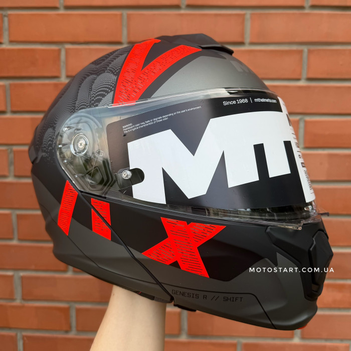 Шолом MT Genesis R SV Shift B15 матовий чорний/червоний