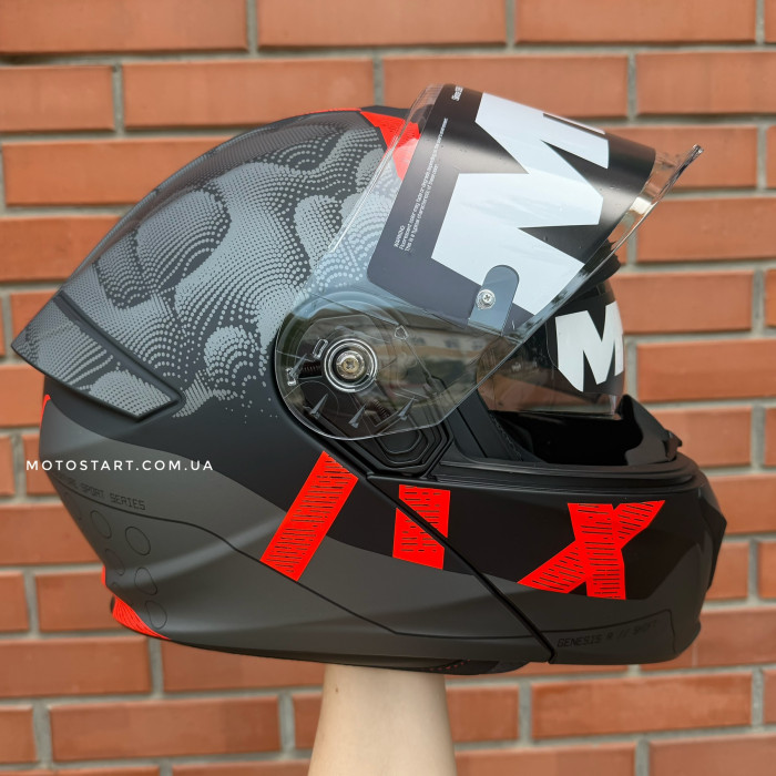 Шолом MT Genesis R SV Shift B15 матовий чорний/червоний