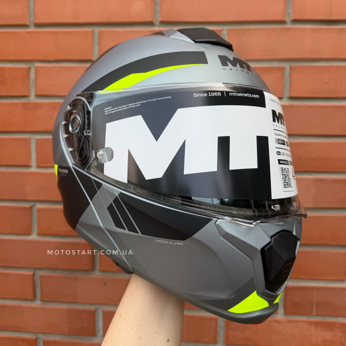 Шолом MT Genesis R SV Сheeky C3 сірий/жовтий