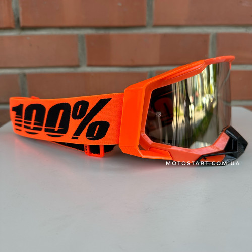 Мото окуляри 100% Racecraft 2 Goggle Neon Orange - Mirror Silver Lens