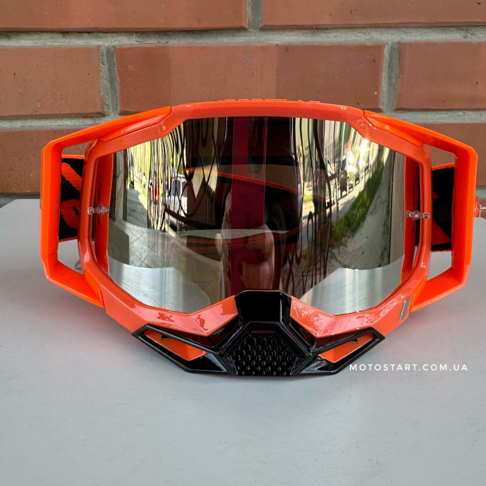 Мото окуляри 100% Racecraft 2 Goggle Neon Orange - Mirror Silver Lens