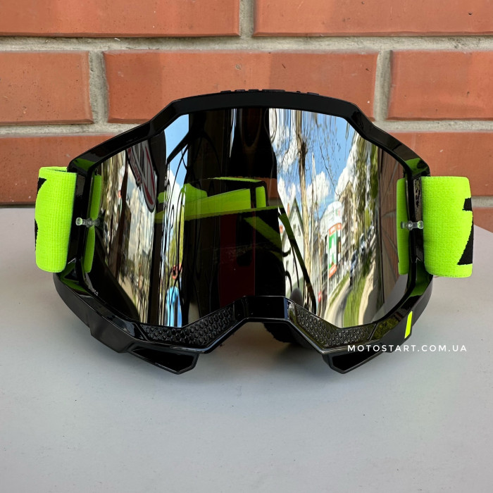 Мото окуляри 100% ACCURI 2 Goggle Neon Yellow - Mirror Silver Lens