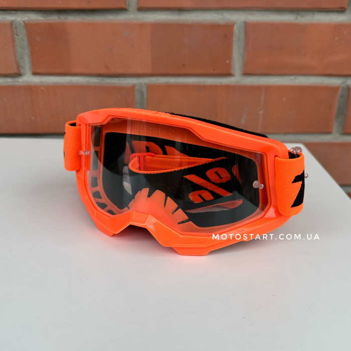 Мото окуляри 100% STRATA 2 Goggle Neon Orange - Clear Lens