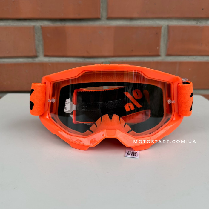 Мото окуляри 100% STRATA 2 Goggle Neon Orange - Clear Lens
