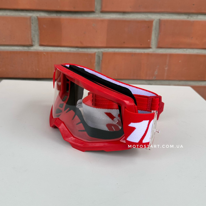 Мото окуляри 100% STRATA 2 Goggle Red - Clear Lens