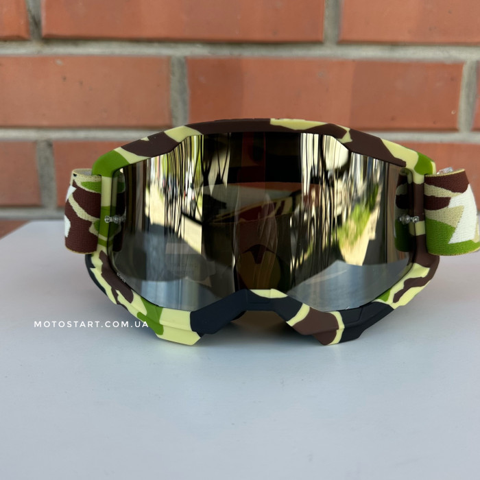 Мото окуляри 100% STRATA 2 Goggle War Camo - Mirror Silver Lens