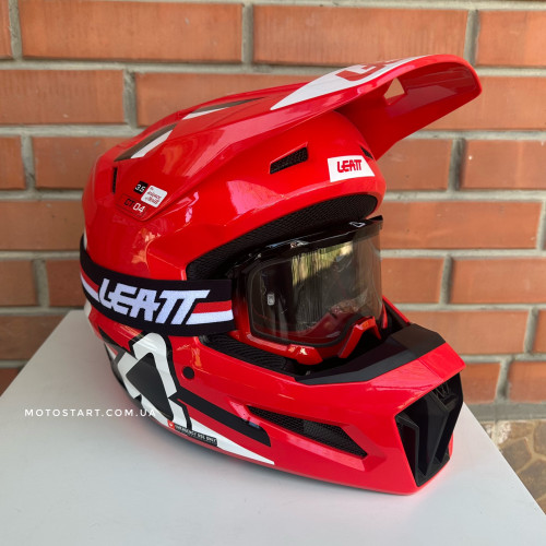 Шолом LEATT Helmet Moto 3.5 + Goggle (Red and black)