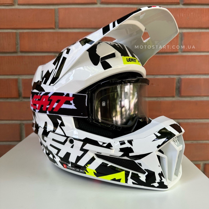 Шолом LEATT Helmet Moto 3.5 + Goggle (Zebra)