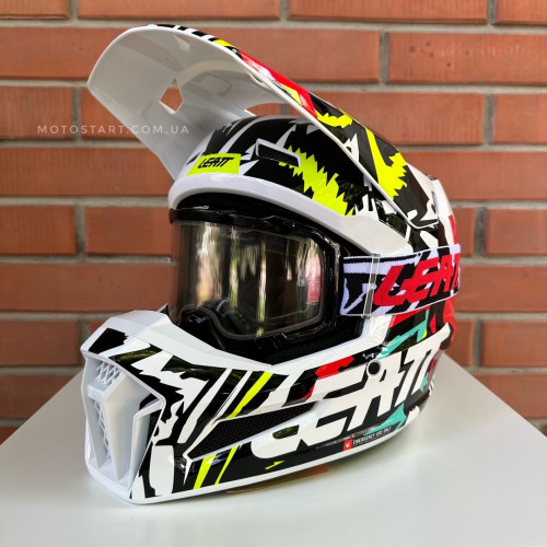 Шолом LEATT Helmet Moto 3.5 + Goggle (Zebra)