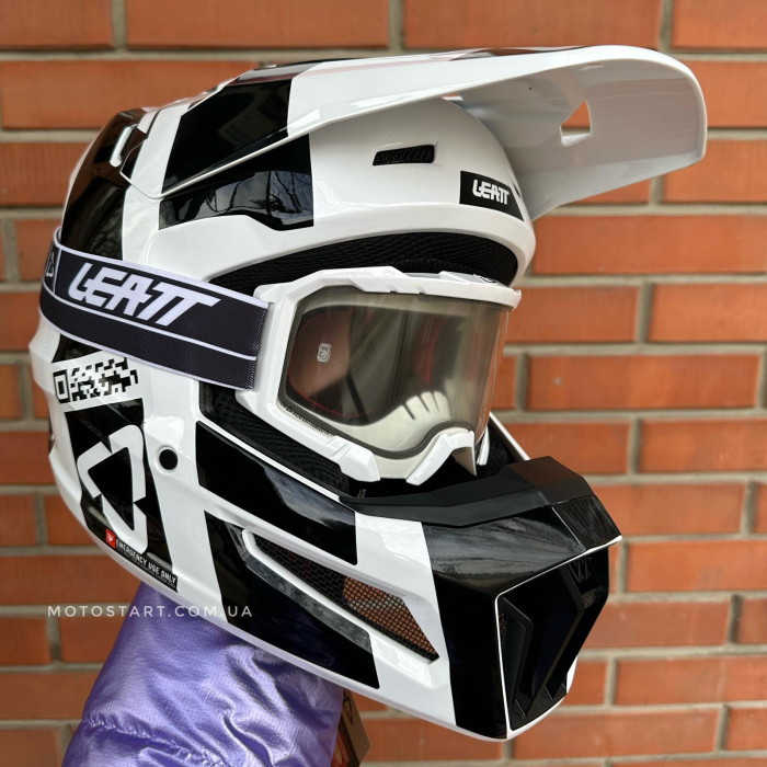Шолом LEATT Helmet Moto 3.5 + Goggle (White and black)