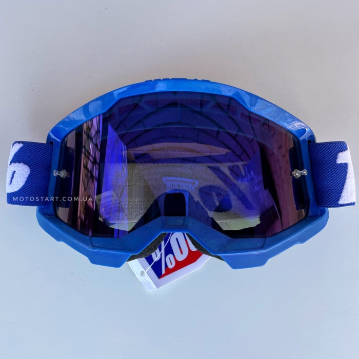 Мото окуляри 100% STRATA 2 Goggle Blue - Mirror Blue Lens