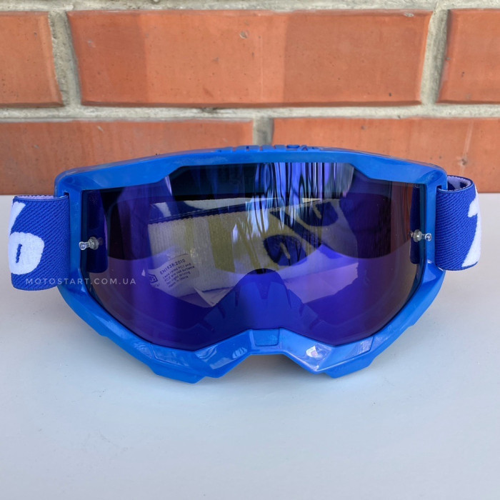 Мото окуляри 100% STRATA 2 Goggle Blue - Mirror Blue Lens