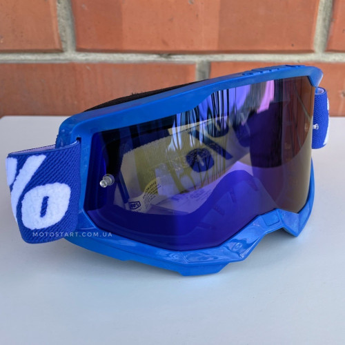 Мото окуляри 100% STRATA 2 Goggle Blue - Mirror Blue Lens