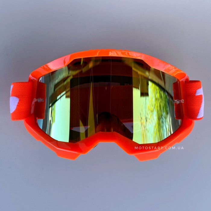 Мото окуляри 100% STRATA 2 Goggle Neon Orange - Mirror Gold Lens