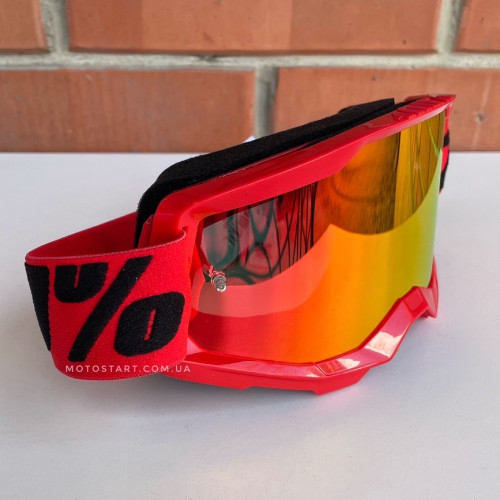 Мото окуляри 100% STRATA 2 Goggle Red - Mirror Red Lens