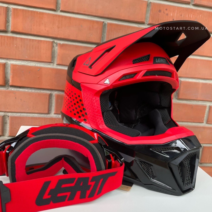 Шолом LEATT Helmet Moto 8.5 + Goggle (червоний)