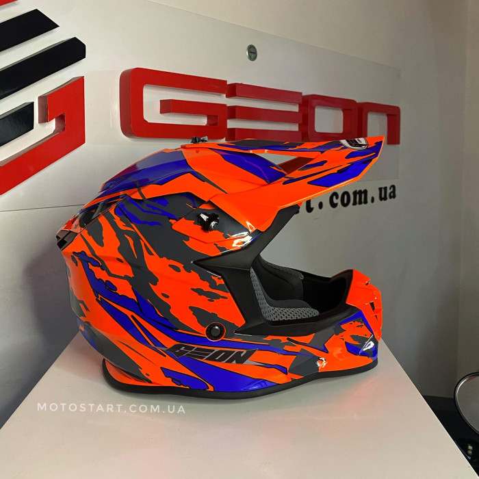 Шолом GEON 633 крос оранжевий з синім