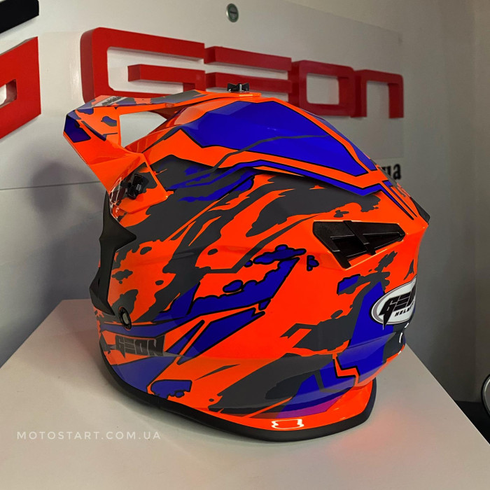 Шолом GEON 633 крос оранжевий з синім