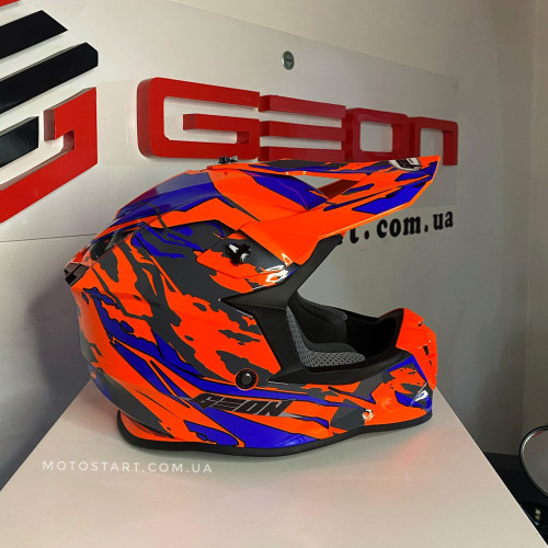 Шолом GEON 633 крос оранжевий з синім