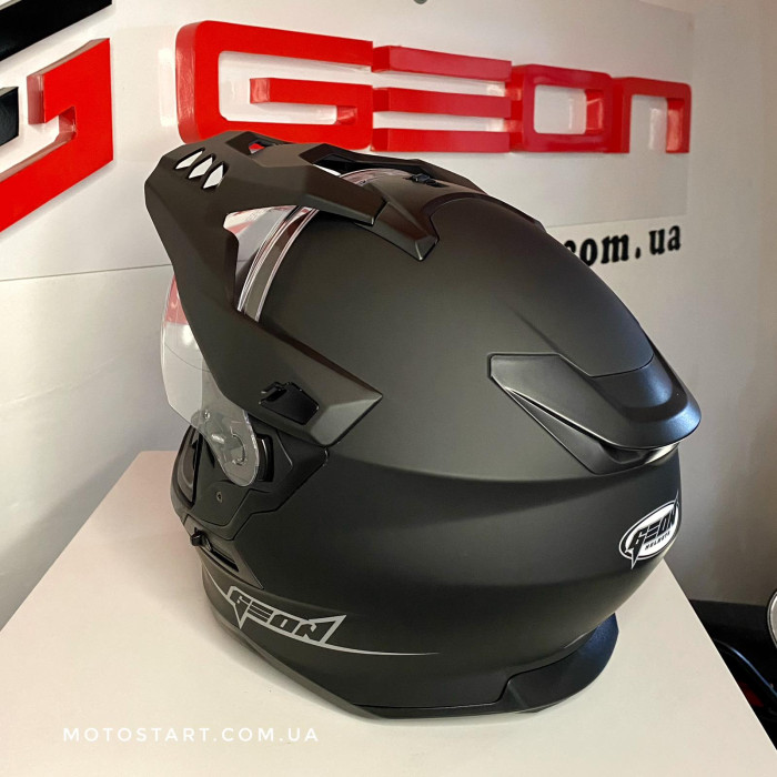 Шолом GEON 722 Дуал-спорт з окулярами чорний матовий