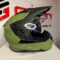 Шолом GEON 722 Дуал-спорт з окулярами зелений