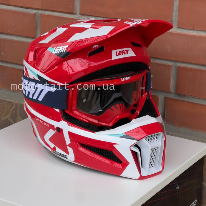 Шолом LEATT Helmet Moto 3.5 + Goggle (Red)