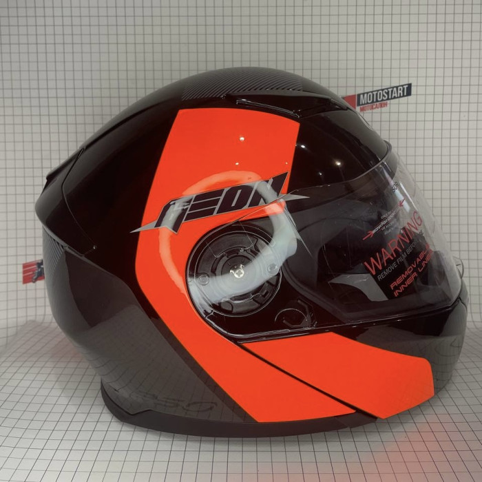 Шолом GEON 950 GLOSSY BLACK/ORANGE модуляр з окулярами