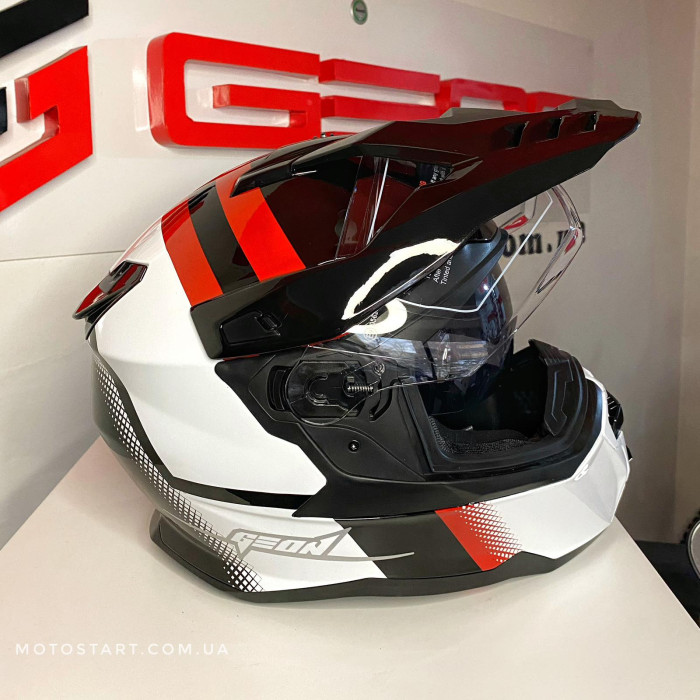 Шолом GEON 722 SHINY BLACK/WHITE-RED