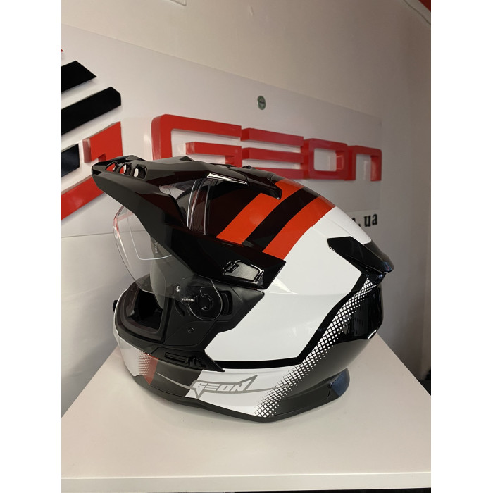 Шолом GEON 722 SHINY BLACK/WHITE-RED