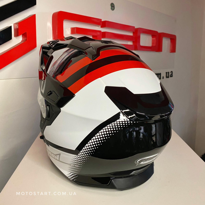 Шолом GEON 722 SHINY BLACK/WHITE-RED