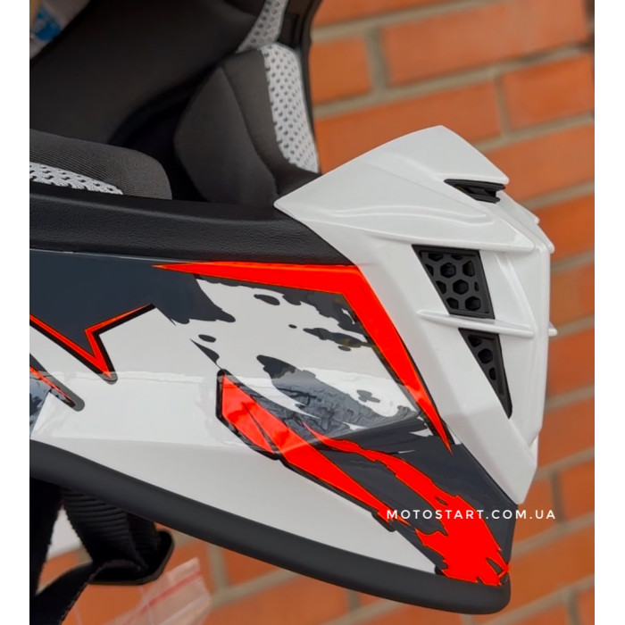 Шолом GEON 633 GLOSSY WHITE FLUO ORANGE/GRAY