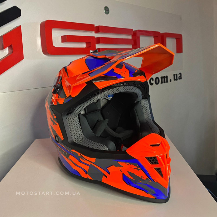 Шолом GEON 633 GLOSSY FLUO ORANGE BLUE/GRAY