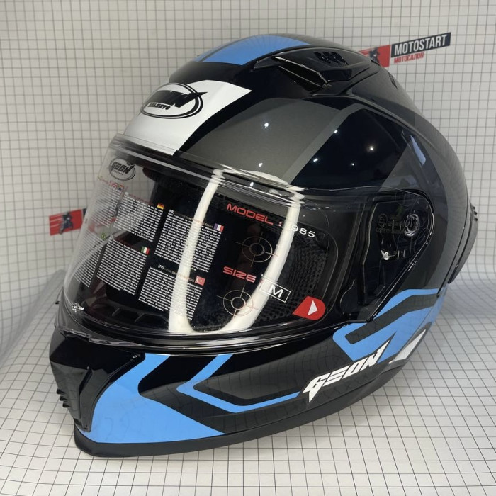 Шолом GEON 985 GLOSSY BLACK LIGHT BRIGHT BLUE/GREY