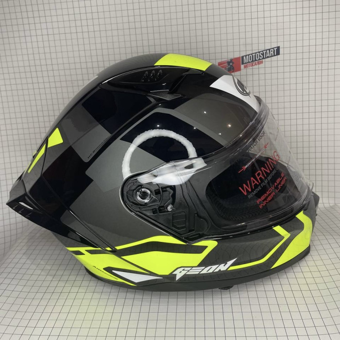 Шолом GEON 985 GLOSSY BLACK LIGHT BRIGHT YELLOW (FLUO YELLOW)/GREY