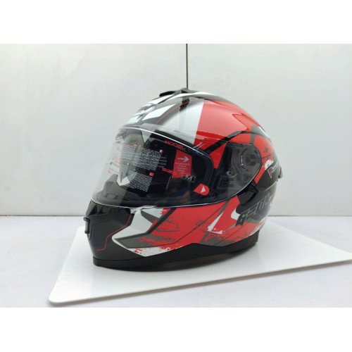 Шолом GEON 967-2 GLOSSY GRAY/RED (Білий/червоний)