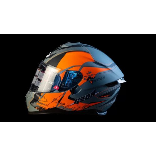 Шолом GEON 967-2 MATT GREY/ORANGE інтеграл з окулярами