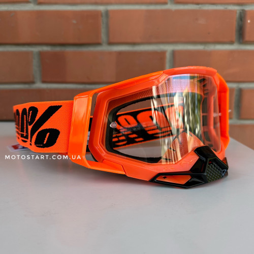 Мото окуляри 100% Racecraft 2 Goggle Neon Orange - Clear Lens