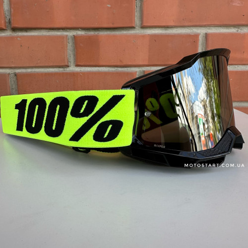 Мото окуляри 100% ACCURI 2 Goggle Neon Yellow - Mirror Silver Lens