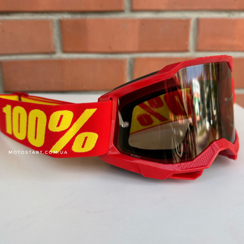 Мото окуляри 100% ACCURI 2 SAND Goggle Red - Smoke Lens