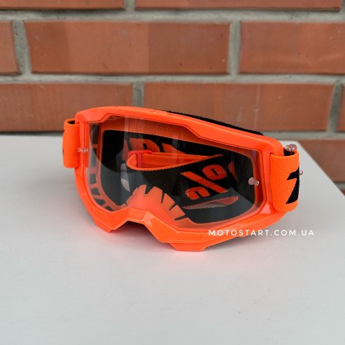 Мото окуляри 100% STRATA 2 Goggle Neon Orange - Clear Lens