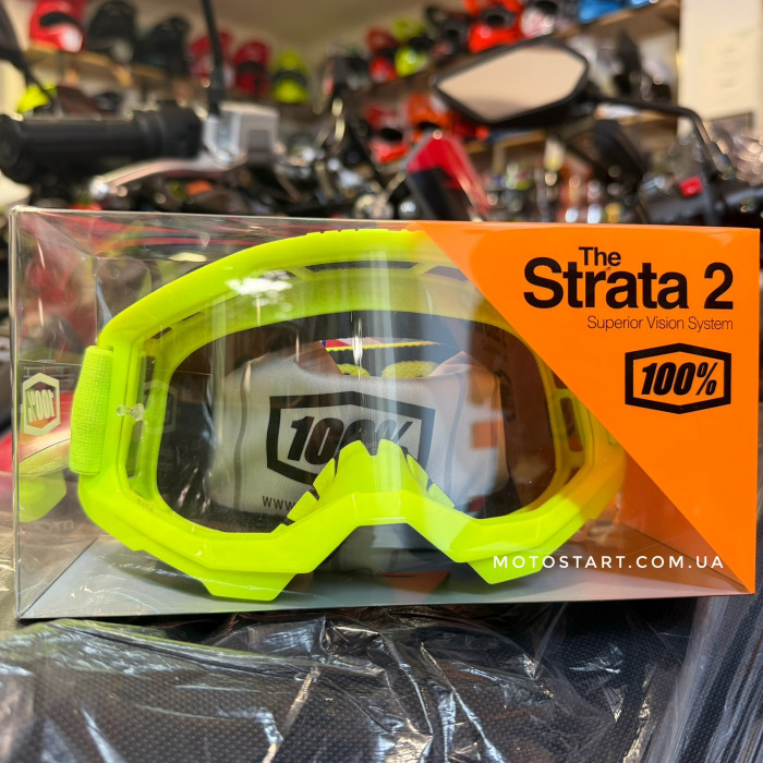 Окуляри 100% STRATA 2 Goggle Neon Yellow - Clear Lens