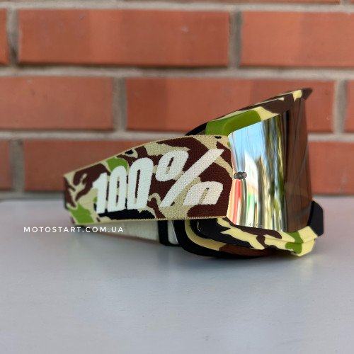 Мото окуляри 100% STRATA 2 Goggle War Camo - Mirror Silver Lens